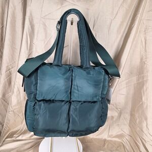 Katydid Forest Green Puffer Tote Bag Quilted Nylon Crossbody Travel Bag NEW